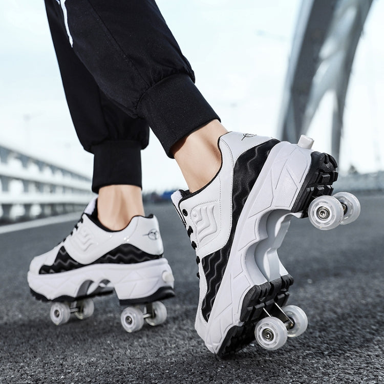 With Brakes Deformable Four-wheel Retractable Double-row Dual-purpose Roller Skates, Series 1