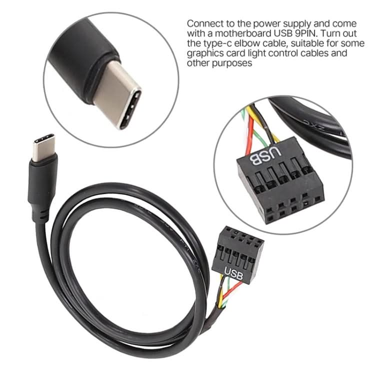 Motherboard USB 9Pin To Type-C Straight Data Double Shielded Cable My Store