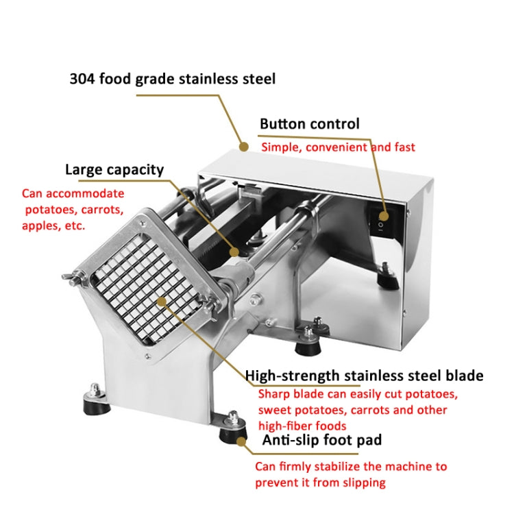 60W Commercial French Fry Cutter Electric Potato Cutter Machine With 3 Blade