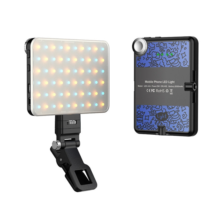 60 LEDs Rechargeable Clip Fill Light With Front & Back Clip Adjusted 3 Light Modes For Phone Reluova