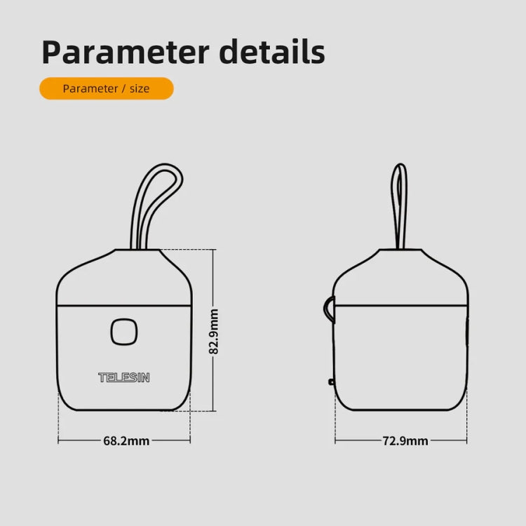 TELESIN GP-BTR-904-GY Storage Battery Charging Box For GoPro HERO12 Black / HERO11 Black / HERO10 Black / HERO9 Black