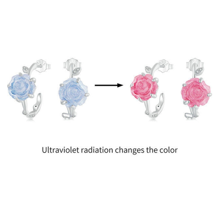 S925 Sterling Silver Ultraviolet Color-Changing Rose Earrings My Store