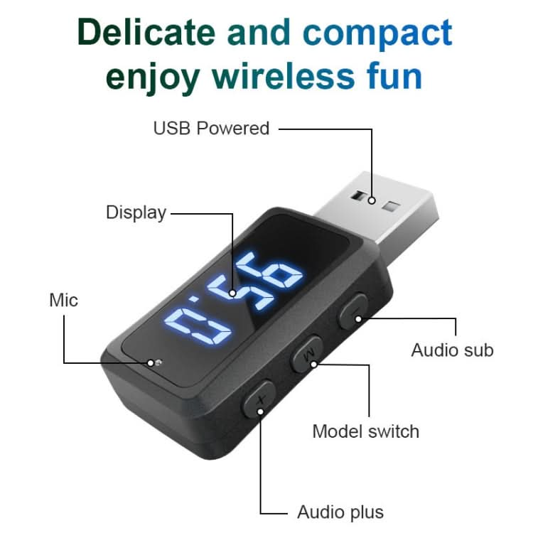 T60 Bluetooth 5.3 Audio Receiver Transmitter Car Radio USB FM Bluetooth Receiver