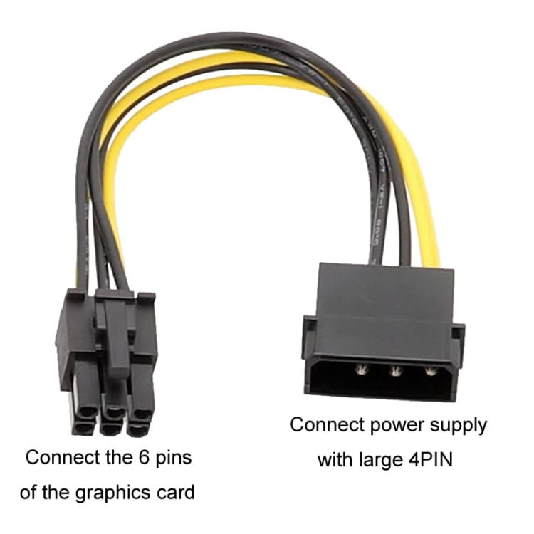 Large 4Pin To 6Pin Power Cord Graphics Card Adapter Cable My Store