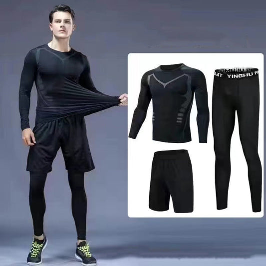 3pcs / Set Men Gym Running Clothes Set Long-Sleeved Quick-Drying Sports Suit, Size: XXXL(Science Fiction)-Reluova