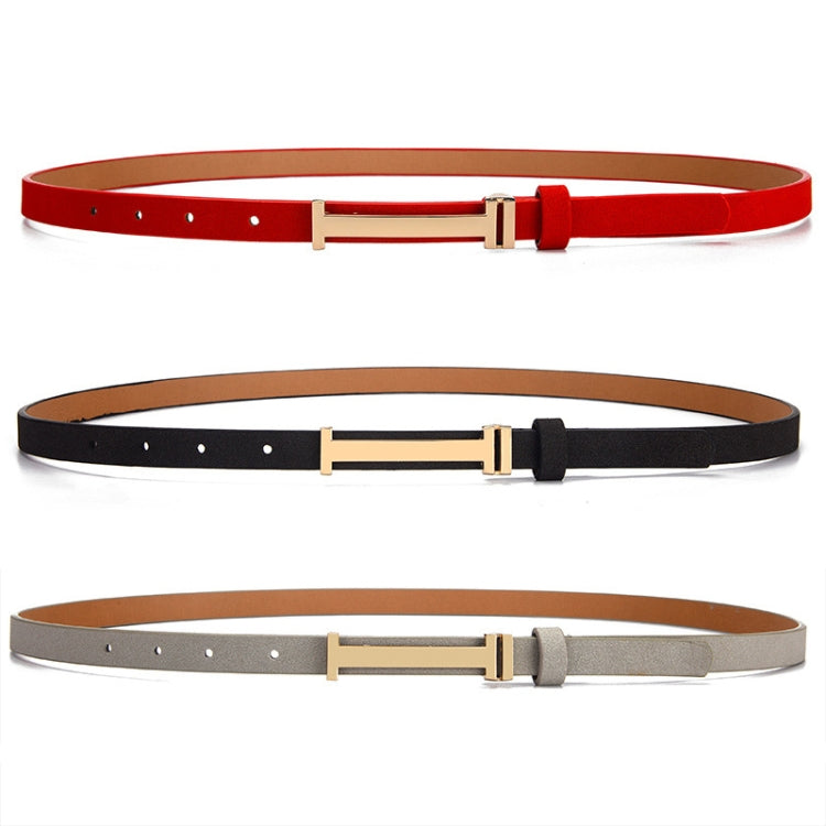 Women Adjustable Leather Decorative Belt Casual Jeans Gold Buckle Thin Belt My Store