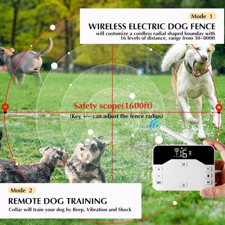 Pet Electronic Fence Wireless Stop Barker Outdoor Dog Collar Remote Control Dog Trainer - Reluova