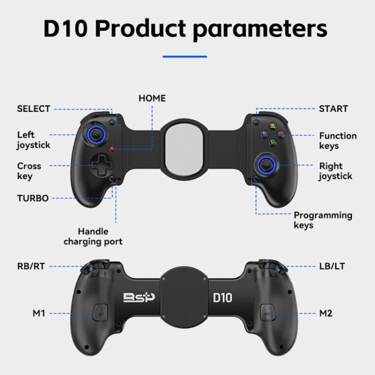 BSP-D10 Wireless Stretch Game Controller for Switch / Android / IOS / PC / PS3 / PS4