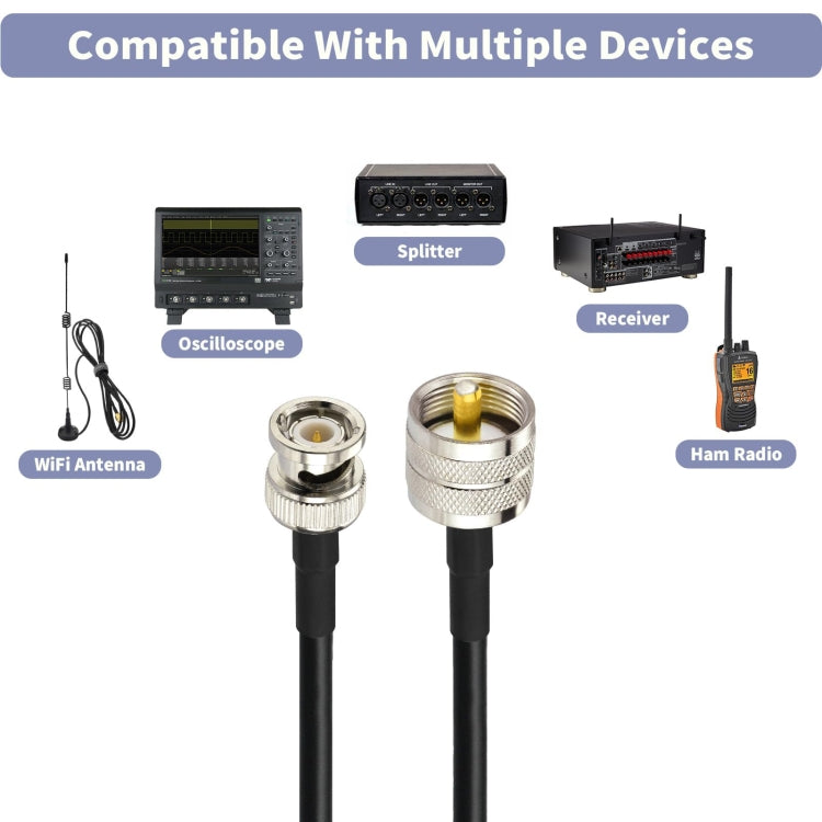 BNC Male To UHF Male RG58 Adapter Cable