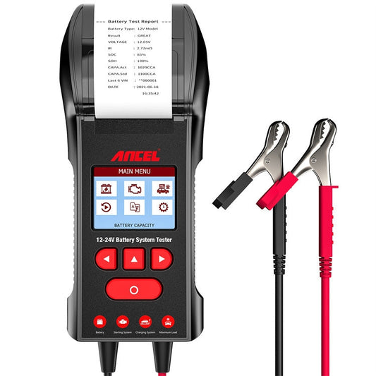 ANCEL 12V/24V Printer-Type Car Battery Tester Battery Power CCA Internal Resistance Life Detector