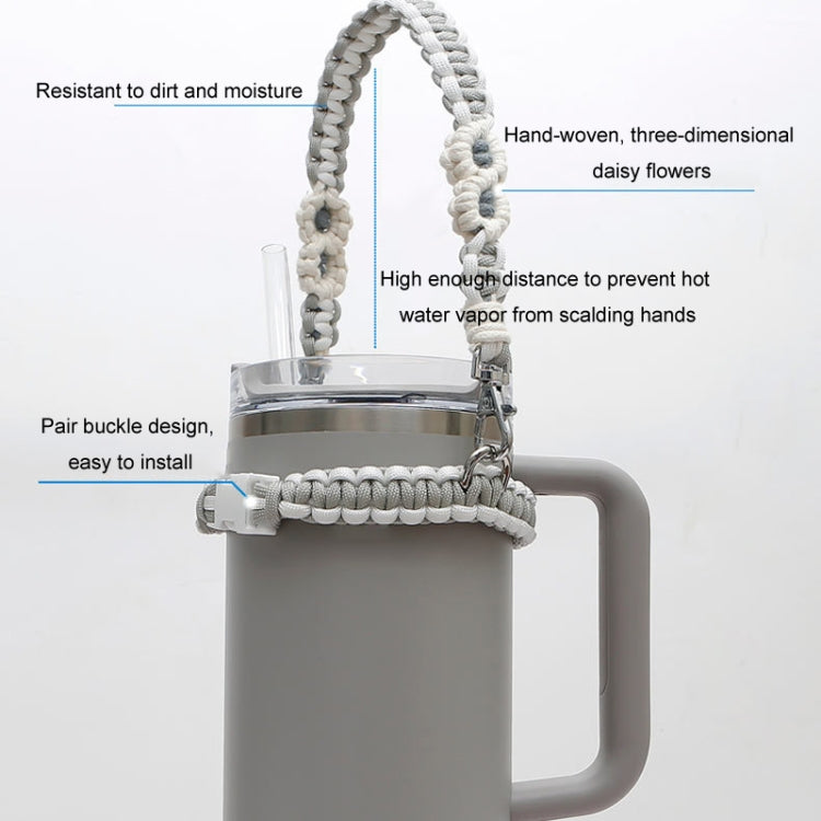 For Stanley Water Mug Lanyard Hand Woven Mug Holder Boho Daisy Mug Strap Reluova