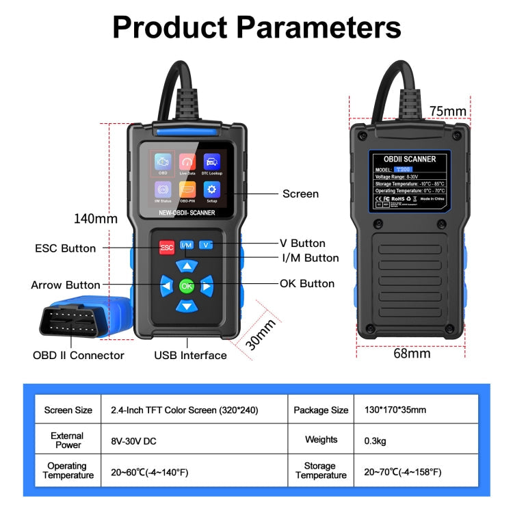 Automobile Fault Diagnostic Instrument OBD2 Engine Tester ELM327