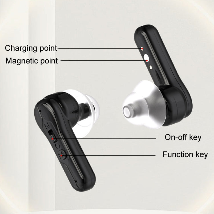 1pair Rechargeable In-Ear Hearing Aid Elderly Sound Amplifier(Black)-Reluova