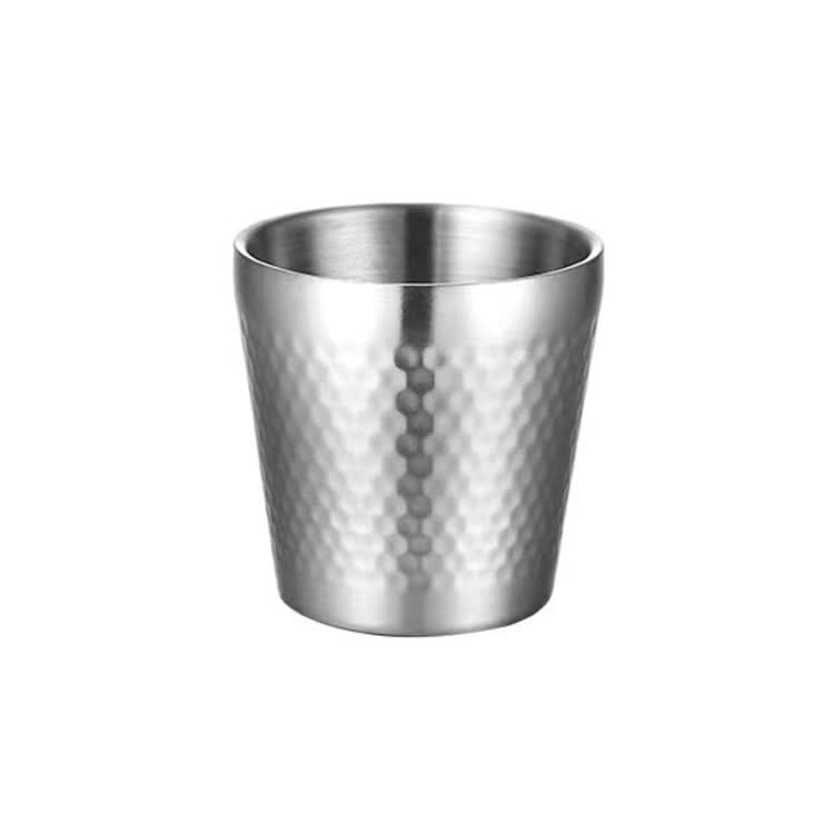 304 Stainless Steel Hammer Mug Thickened Double-Layer Restaurant Tea Cups-Reluova