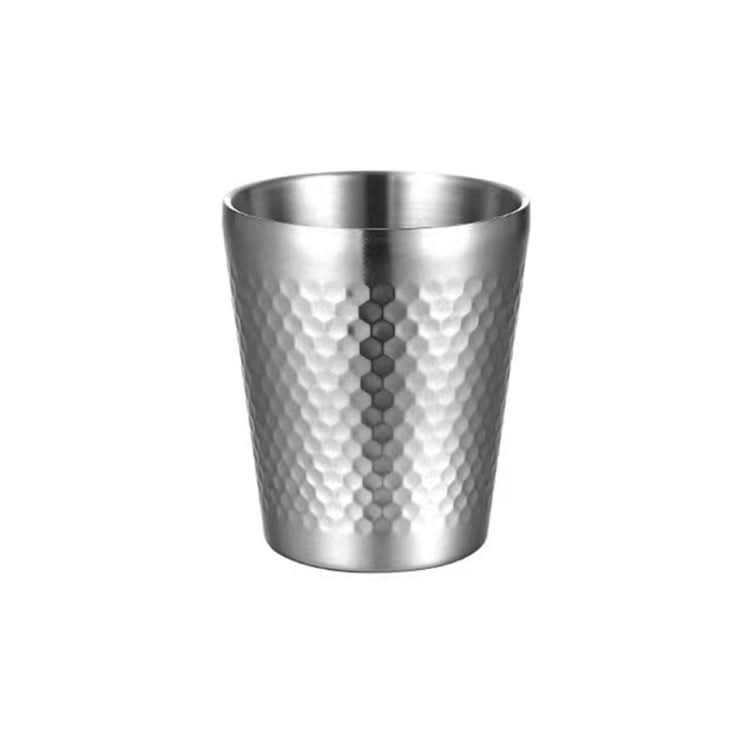 304 Stainless Steel Hammer Mug Thickened Double-Layer Restaurant Tea Cups-Reluova