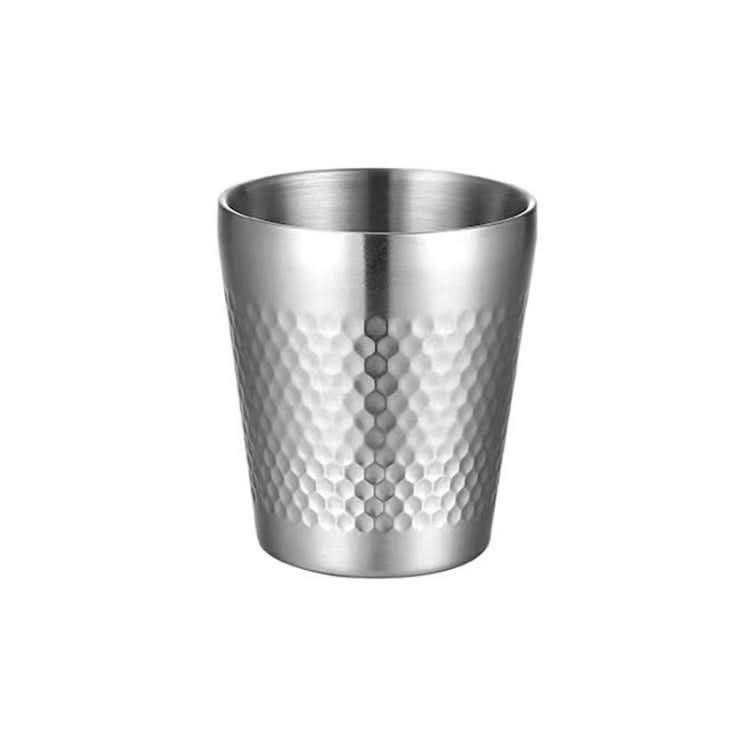 304 Stainless Steel Hammer Mug Thickened Double-Layer Restaurant Tea Cups-Reluova