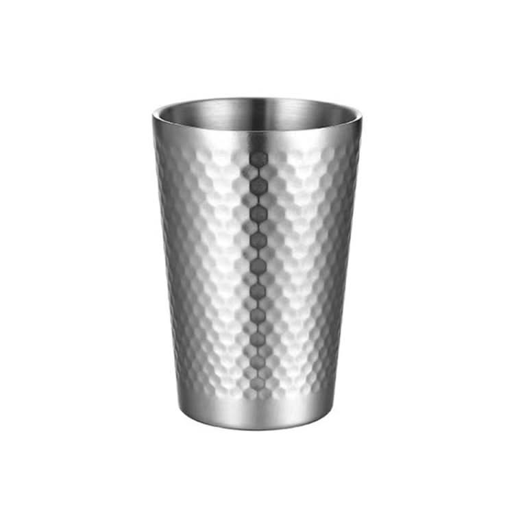 304 Stainless Steel Hammer Mug Thickened Double-Layer Restaurant Tea Cups-Reluova