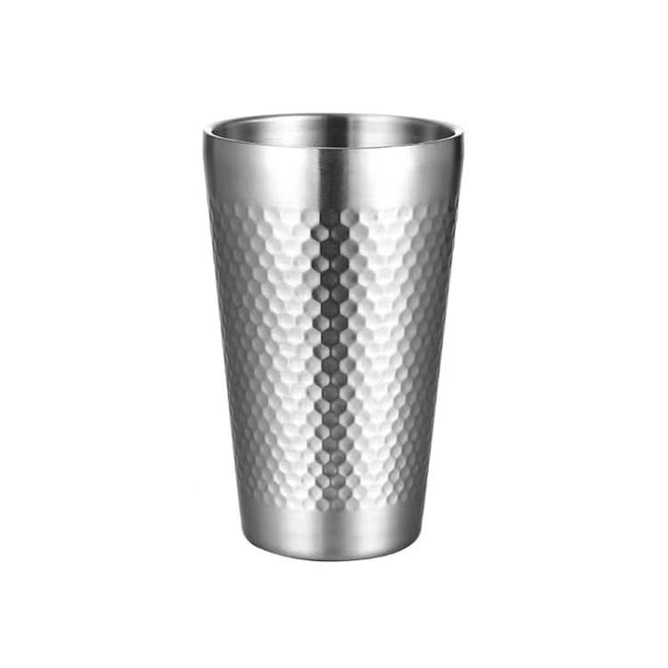 304 Stainless Steel Hammer Mug Thickened Double-Layer Restaurant Tea Cups-Reluova