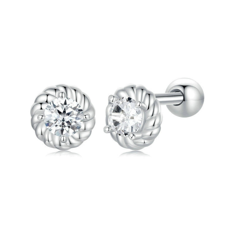 S925 Sterling Silver Threaded Round Moissanite Earrings My Store