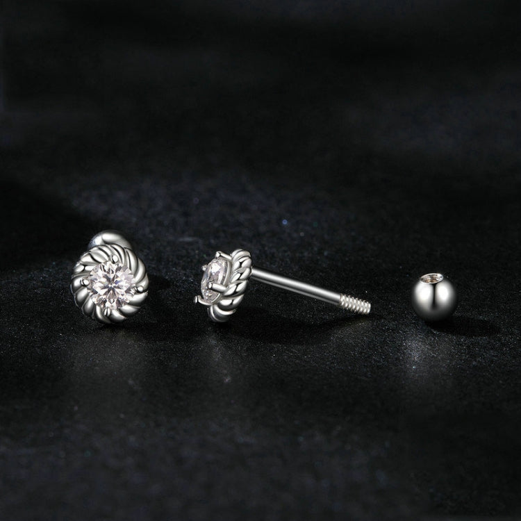 S925 Sterling Silver Threaded Round Moissanite Earrings My Store