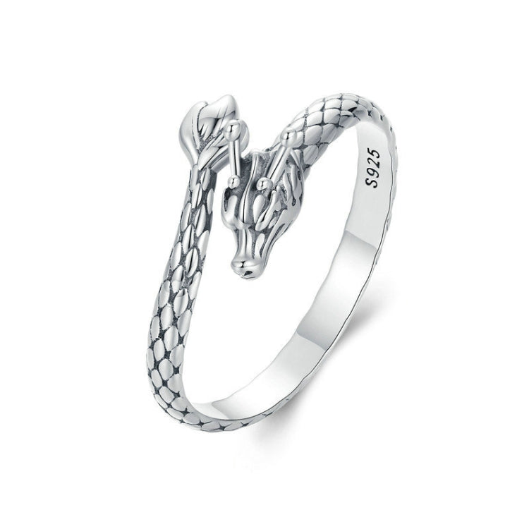 S925 Sterling Silver Dragon Vintage Winding Open Adjustable Ring My Store