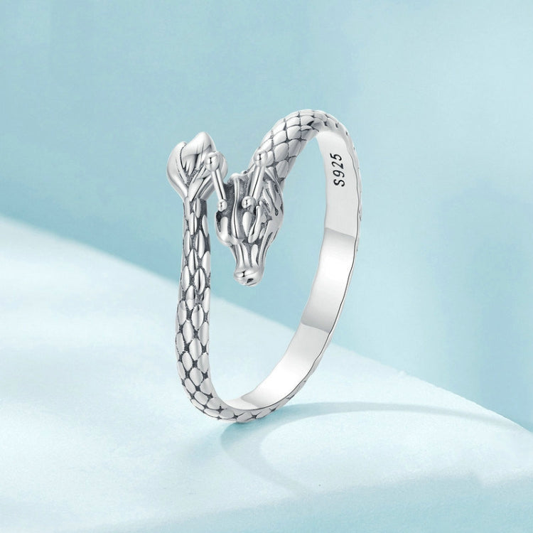 S925 Sterling Silver Dragon Vintage Winding Open Adjustable Ring My Store