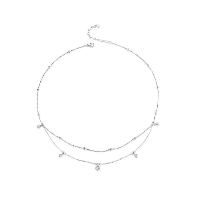 S925 Sterling Silver Platinum-plated Tassel Moissanite Double-layer Necklace My Store