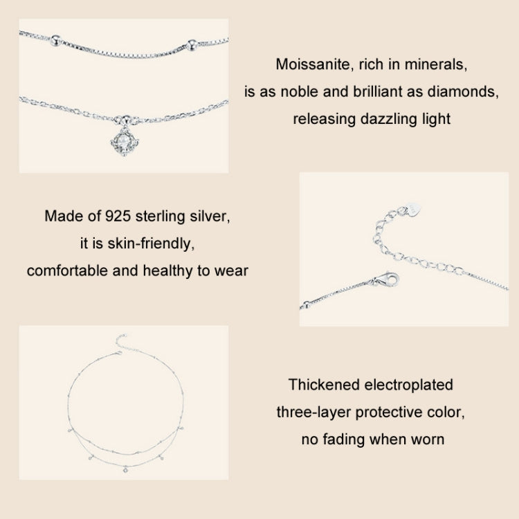 S925 Sterling Silver Platinum-plated Tassel Moissanite Double-layer Necklace My Store