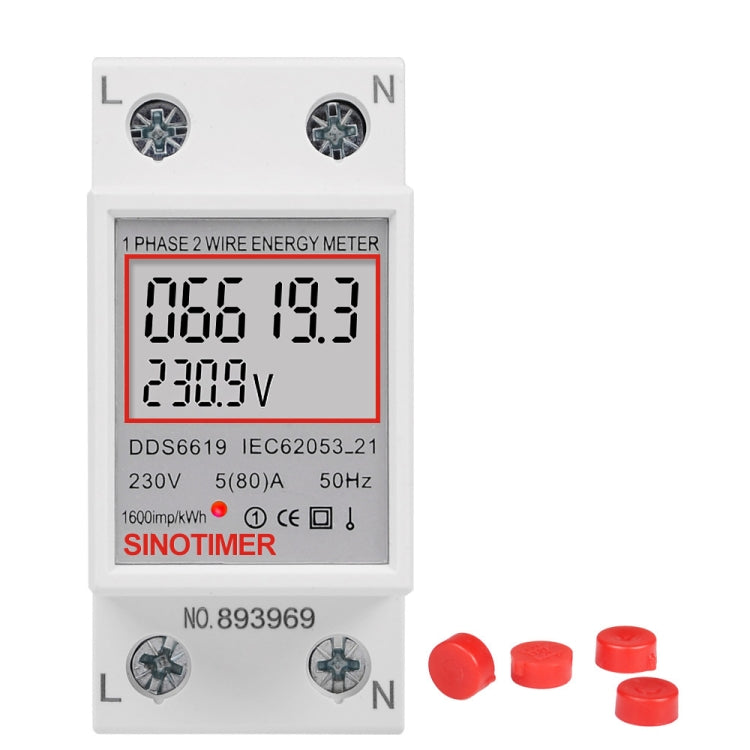 SINOTIMER  DDS6619 80A 230V Din Rail Single Phase Energy Meter Voltage Current Power Meter Reluova