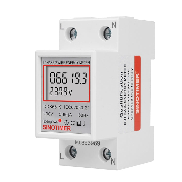 SINOTIMER  DDS6619 80A 230V Din Rail Single Phase Energy Meter Voltage Current Power Meter Reluova