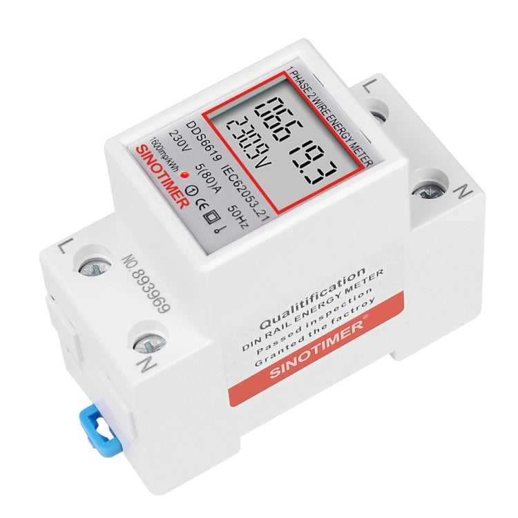 SINOTIMER  DDS6619 80A 230V Din Rail Single Phase Energy Meter Voltage Current Power Meter Reluova