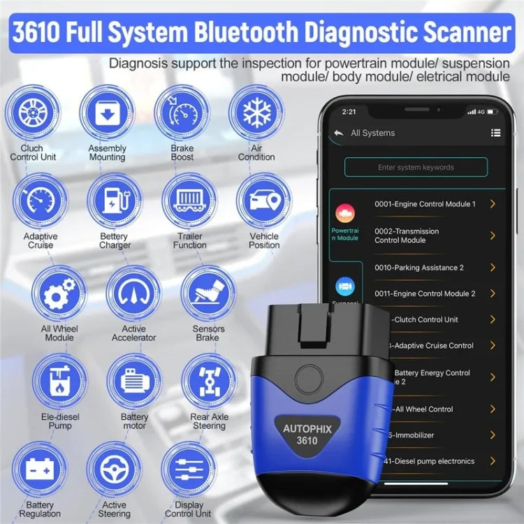 AUTOPHIX 3610 Bluetooth Car Full System Diagnostic Scanner For VW / AUDI / SKODA / SEAT