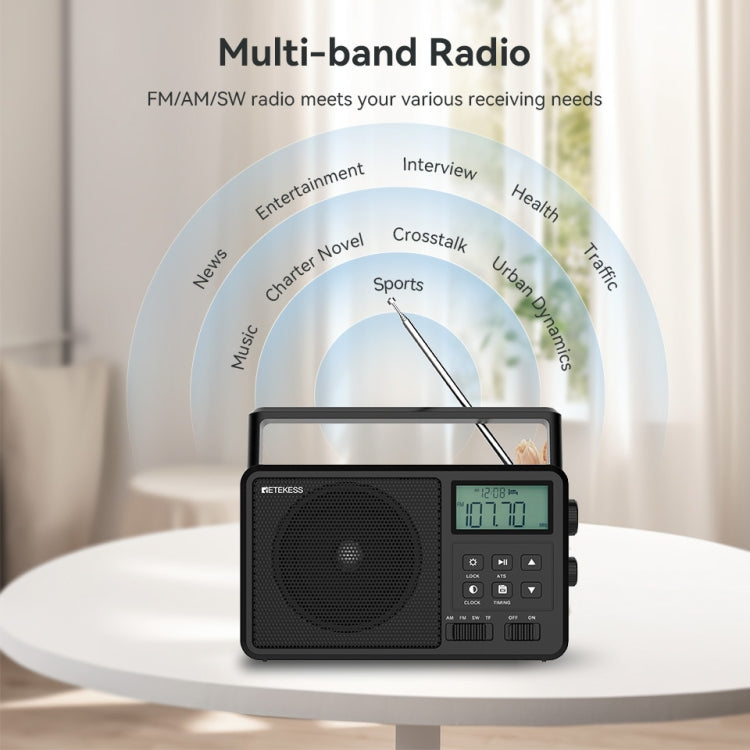 Retekess TR638 LCD Digital Display Full-Band Bluetooth FM Radio Support External Antenna Reluova