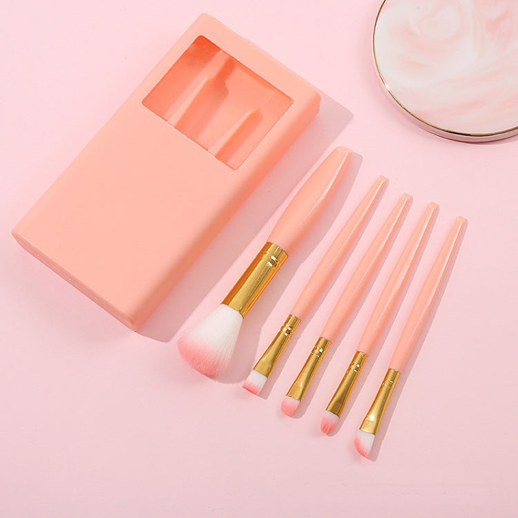 5 In 1 Windowed Mirror Case Portable Mini Multifunctional Makeup Brushes Cosmetic Tool Set(Pink)-Reluova