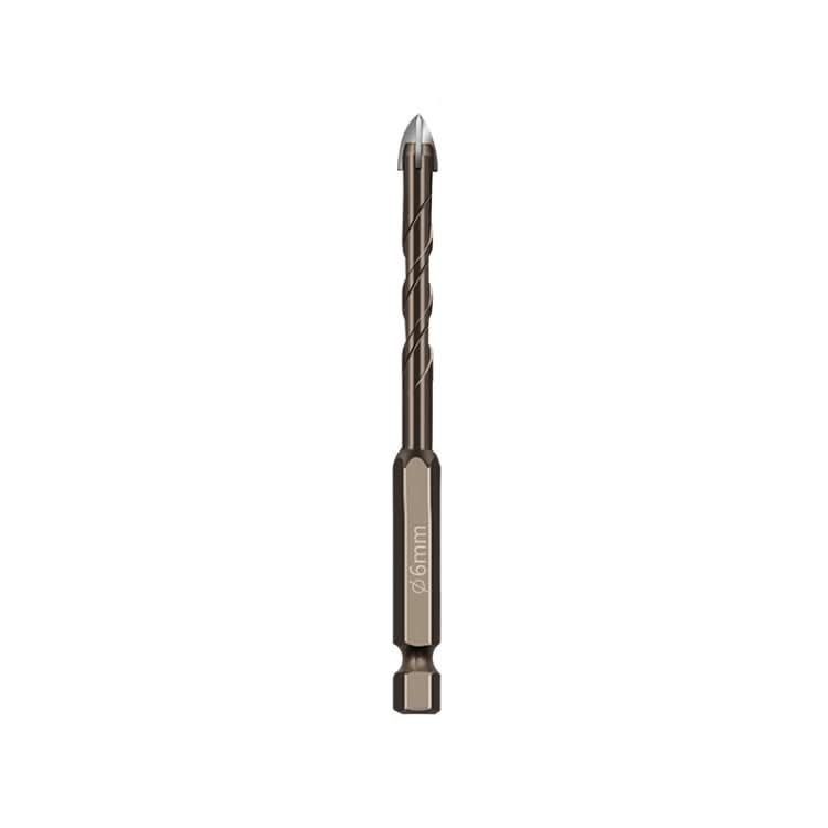 6mm Hexagonal Shank Spiral Flute Cross Alloy Drill Bits Glass Tile Four Edge Drivers-Reluova