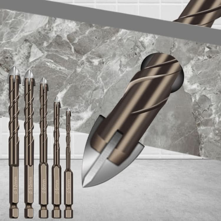 5mm Hexagonal Shank Spiral Flute Cross Alloy Drill Bits Glass Tile Four Edge Drivers-Reluova