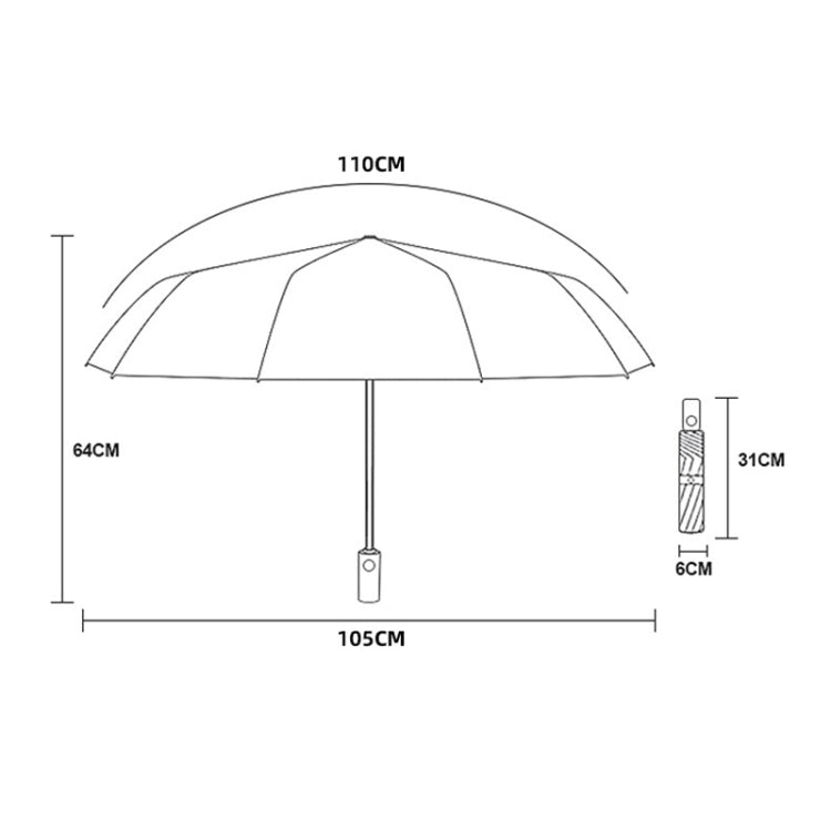 24 Bones Vinyl Folding Umbrella Sunny and Rainy Fully Automatic Sun Shading Umbrella My Store