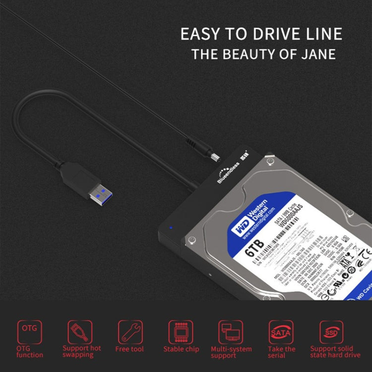 Blueendless US35 USB3.0 To SATA Adapter 2.5 / 3.5-Inch Hard Drive SSD Reader