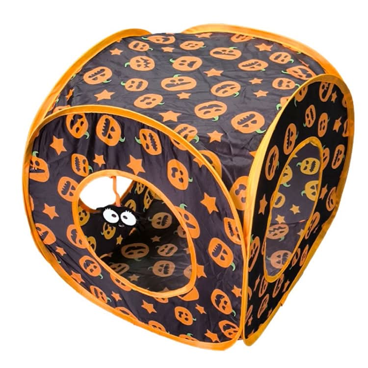 Halloween Pumpkin Cat Passage Tunnel Toy Collapsible Cat Play Tunnel for Indoor Cats - Reluova