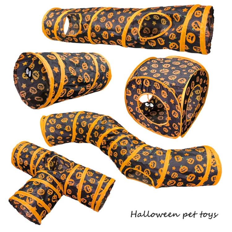 Halloween Pumpkin Cat Passage Tunnel Toy Collapsible Cat Play Tunnel for Indoor Cats - Reluova