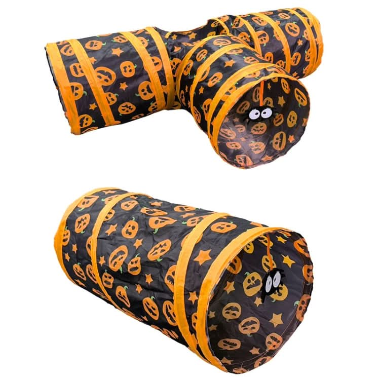 Halloween Pumpkin Cat Passage Tunnel Toy Collapsible Cat Play Tunnel for Indoor Cats - Reluova