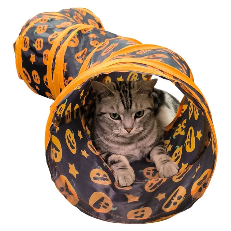 Halloween Pumpkin Cat Passage Tunnel Toy Collapsible Cat Play Tunnel for Indoor Cats - Reluova