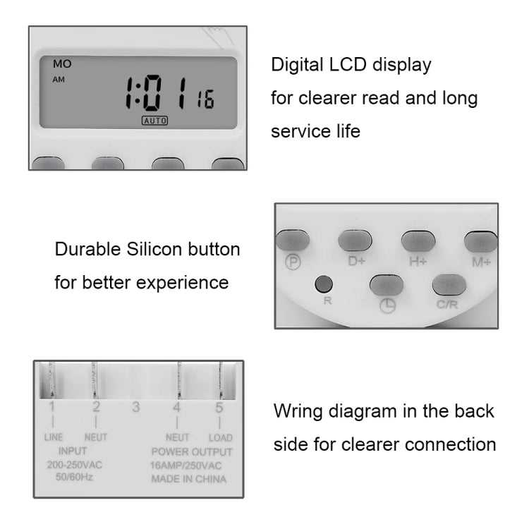 SINOTIMER  CN101A  5V  16A Digital LCD Timer Switch Programmable Timer Controller Reluova