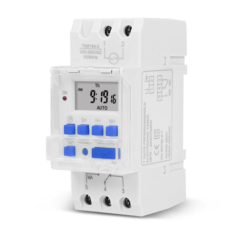 16A Din Rail Mount Digital Timer Switch Microcomputer Weekly Programmable Time Relay Control