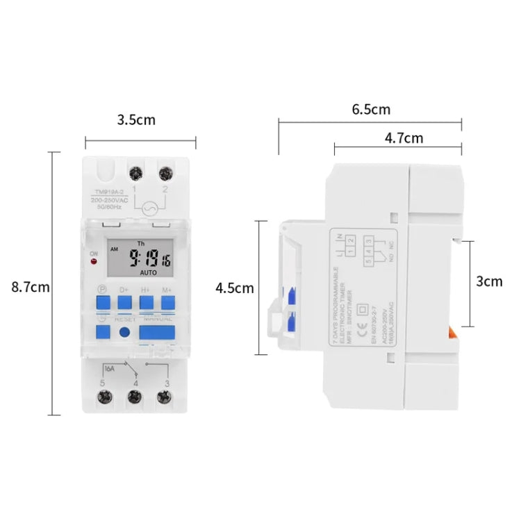 16A Din Rail Mount Digital Timer Switch Microcomputer Weekly Programmable Time Relay Control