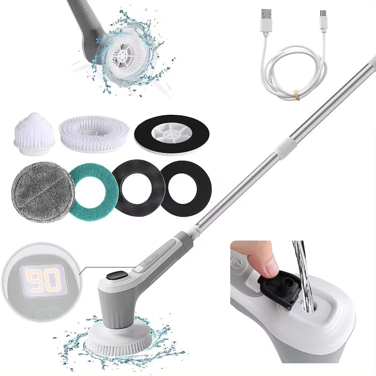 Automatic Water Spray Electric Spin Scrubber 53 Inch Cordless Rechargeable Cleaning Brush