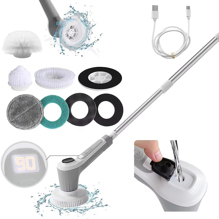 Automatic Water Spray Electric Spin Scrubber 53 Inch Cordless Rechargeable Cleaning Brush