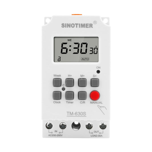 SINOTIMER TM630S-2 220V 30A Timer Switch 1 Second Interval Weekly Programmable Time Relay - Reluova