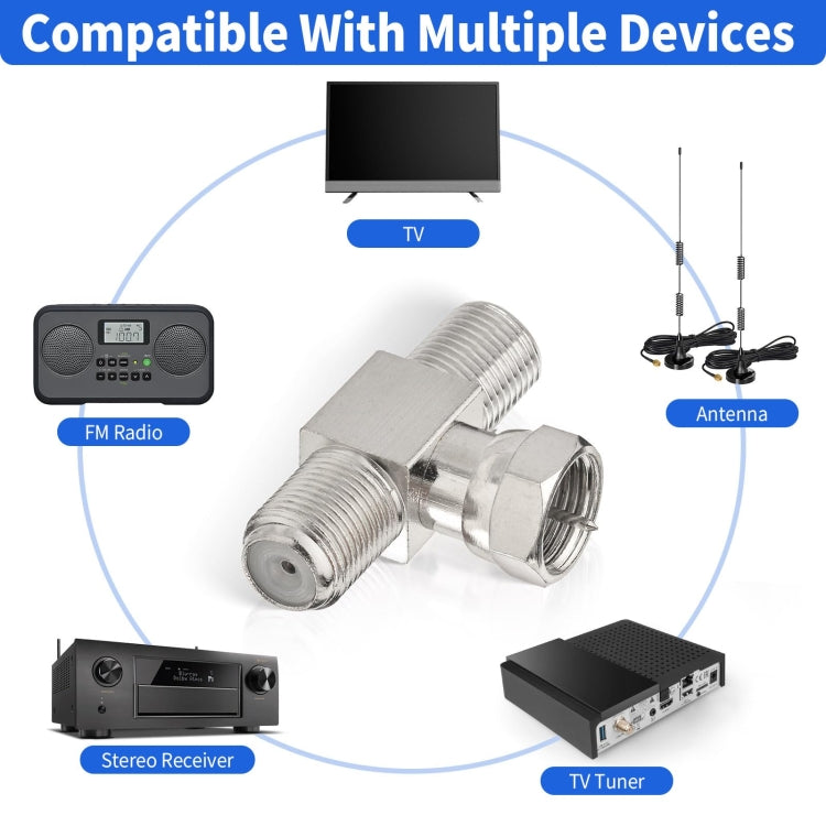 F Type Splitter 3 Way Connector F Male To Dual F Female Coaxial Connector Adapter