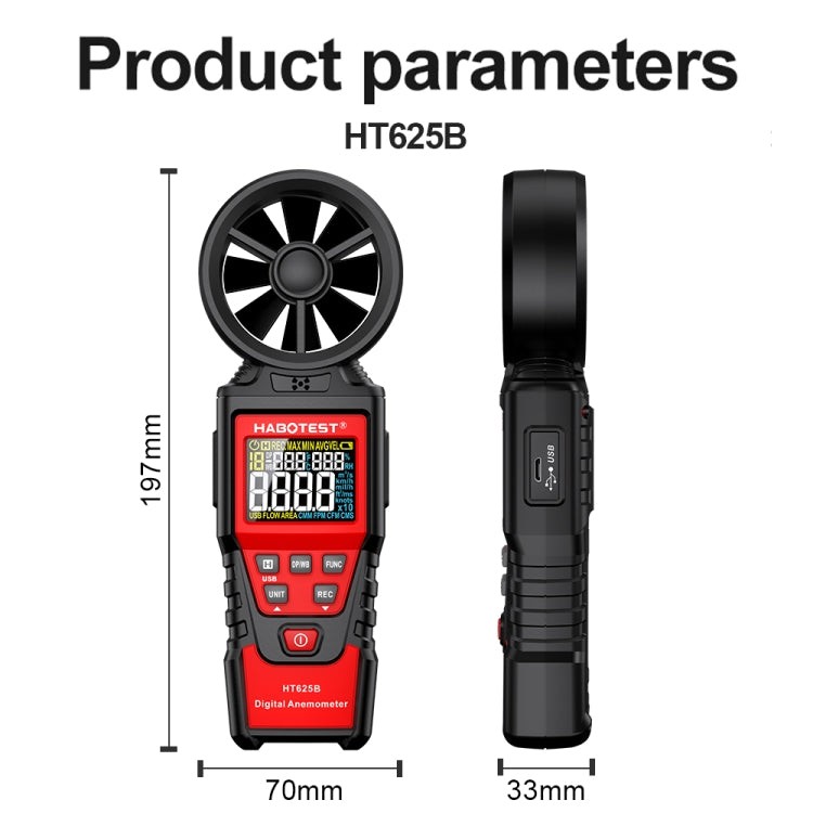 HABOTEST Handheld High-Precision Digital Anemometer With USB - Reluova